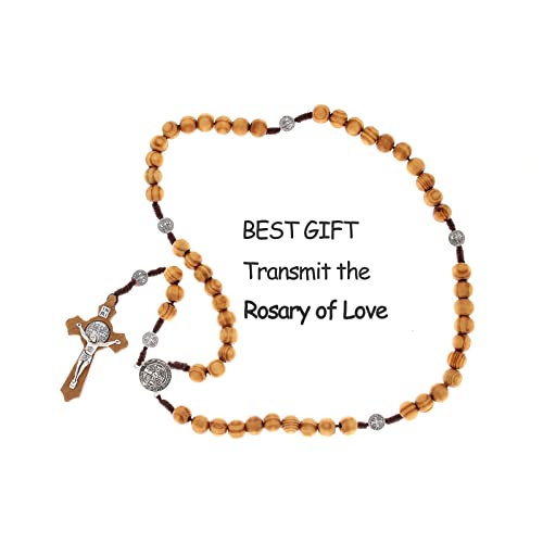 Gfrgfh Crucifix Wall Cross, Handmade Catholic Crosses With Wooden Rosary, Wood Crucifix For Wall, Jesus Christian Wall Hanging Cross For Home Decor 8 Inch #TOP2