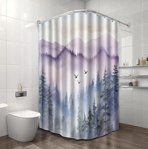 Rideau de douche imperméable lavable en machine bleu violet 180x200 - 5