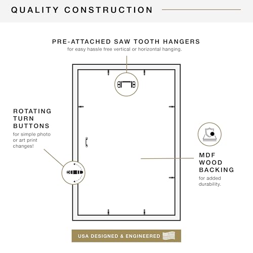 MCS Studio Gallery 16x24 Poster Frame Walnut Woodgrain, Vertical & Horizontal Wall Hanging Large Picture Frame for Photos, Posters & Art Prints (1-Pack)
