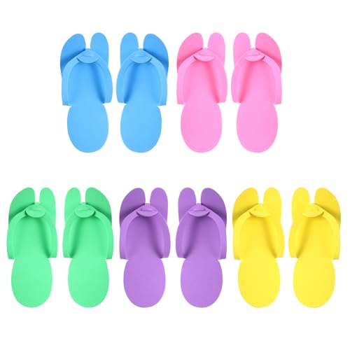 QFGasre 5 Pairs Disposable Pedicure Slippers Disposable Flip Flops Spa Slipper Foldable Pedicure...