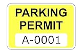 Yellow Parking Permit Window Stickers Decals (Multiple Number Sets Available) (A0051 to A0100)