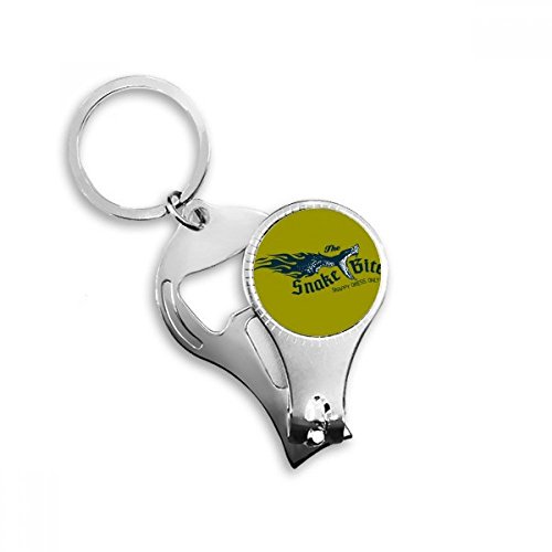 Animal Illustrarion Bite Snake Pattern Nail Nipper Ring Key Chain Bottle Opener Clipper