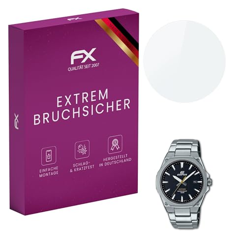 atFoliX Lámina Protectora de plástico Cristal compatible con Casio EFR-S108D-1AVUEF Película Vidrio, 9H Hybrid-Glass FX Protector Pantalla Vidrio templado de plástico