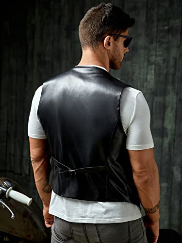 Verdusa Men's PU Leather Sleeveless Motorcycle Biker Vest Jacket2