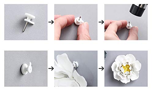 Alycaso Peony Ceramic Flower Wall Décor Artificial 3D Flower Wall Art For Living Room Home Hallway Bedroom Kitchen Farmhouse Bathroom Dining Room, Caesious, 7.08 Inch #TOP6