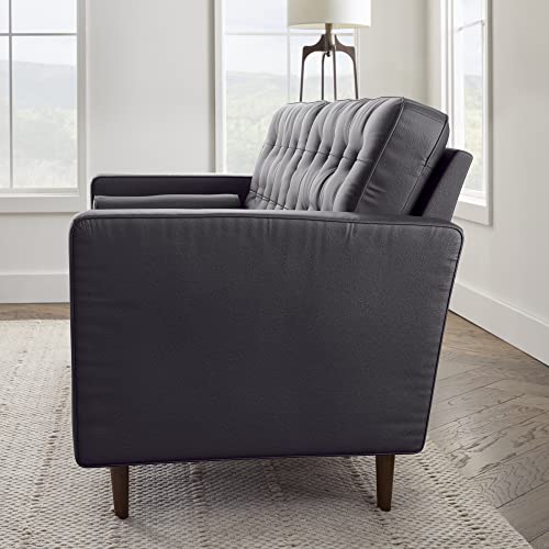 Edenbrook Lynnwood Upholstered Sofa - Couches For Living Room - Black Faux Leather Couch - Small Couch - Living Room Furniture - Includes Bolster Pillows #TOP5