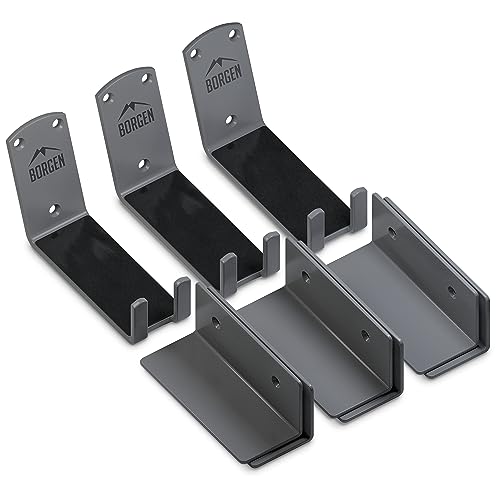 Borgen Gancho bicicleta pared para colgar por el pedal bicis eléctricas, bicicletas de carretera, MTB, gancho de pared con marco de apoyo y almohadillas de protección de pared