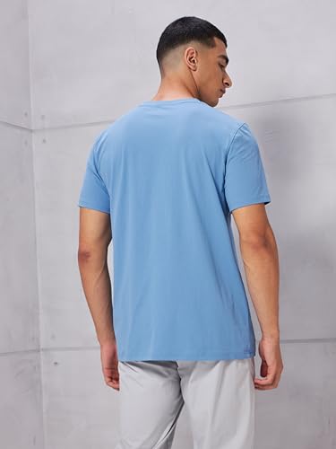 Image of TECHNOSPORT Men's Slim Fit Solid Crew Neck T-Shirt, Cotflex Quick Dry Wrinkle Resistant Polyester Sports Tee for Gym, Running, Training, Sports