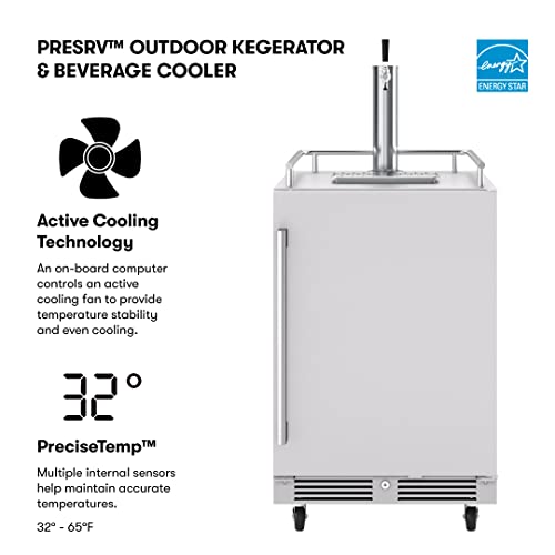 Zephyr Presrv™ 24" Stainless Steel Outdoor Kegerator & Beverage Cooler -Freestanding Fridge and Keg Beer Cooler - Compatible with Multiple Keg Configurations (Tap Kits sold separately) on Fridge.com