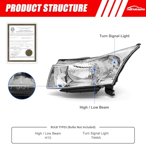 2011–2015 Chevy Cruze Headlight Assembly | Chrome Housing Replacement - Image 4