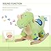 Qaba Kids Plush Ride-On Rocking Horse Toy Dinosaur Ride on Rocker Green with Realistic Sounds