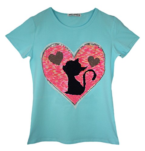 T-Shirt Filles Sequin Impression de Chat Impressio