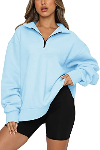 Smeng Womans Winter Sweater Thermal Sweatshirts For Women Loose Fit Oversized Big Girls Top Trendy Crewneck Sweatshirts For Women Sky Blue Medium #TOP24
