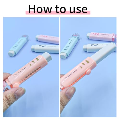 Qaixwuyi 4 Stück Radiergummis Einziehbare Niedlichen Katzenpfoten 4 Farben Radiergummi Kinder Radierer für Schulen Büros Malerei Radiergummi Kindergeburtstag Gastgeschenke