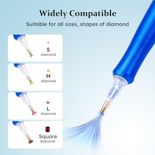 Image of PP OPOUNT Electric Diamond Art Pens, Diamond Art Accessories with Storage Tray, DiamondPainting Pen - Long-lasting & Stable, Great Gift Choice (Blue)