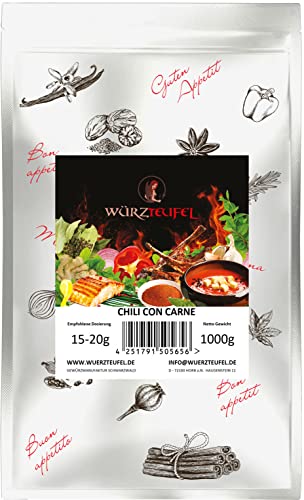 Chili con Carne original mexikanisches Chili – Gewürz aus San Antonio. Perfekt für Taco, Tortilla & Burrito. Beutel 1000g. (1,0KG)