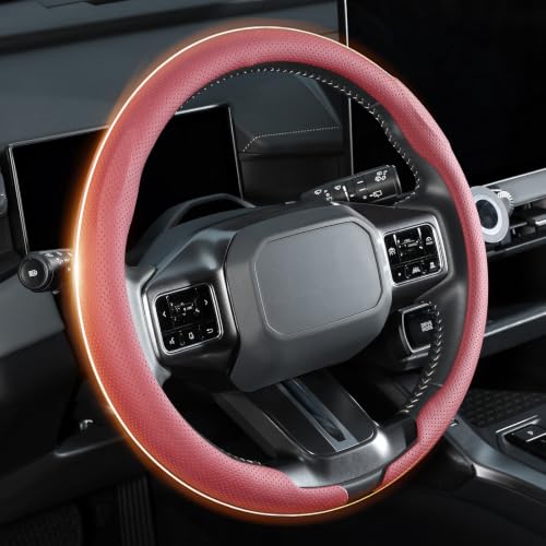 Image of Cartist Upgrade Steering Wheel Cover Universal for Car, PC Strength and PVC Leather for Steering Wheel Protector, Breathable Non-Slip Enhance Driving Experience, Open-Type Easy to Install (Claret)