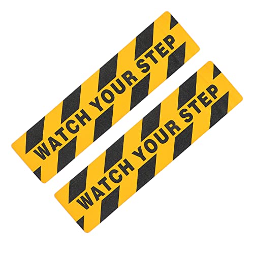 Cabilock 2Pcs Slip Floor Warning Decals Watch Your Step Stickers Adhesive Tapes for Stairs Platforms and Wet Areas Safety Warning for Slippery Surfaces