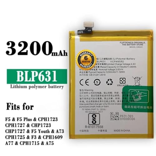Image of Original BLP631 Battery for Oppo F3 / F5 / A77 /CPH1723 / CPH1727 / CPH1609 / CPH2339 / Battery with 6 Month Warranty*** (SEP0061)