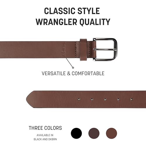 Image of Wrangler Men's Full Grain Genuine Leather 35mm Thick Casual Belt for Jeans, Pants