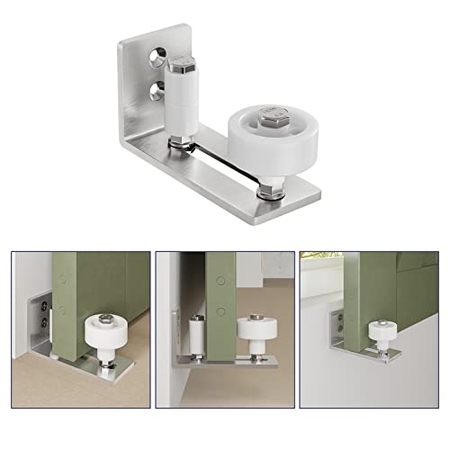 Image of SMARTSTANDARD Sliding Barn Door Floor Guide for Bottom Adjustable Roller - 8 Setup Options for DIYers - Flush Design Bottom Flat Barn Door Floor Guide Stay Roller (Brushed Nickel) 1PCS