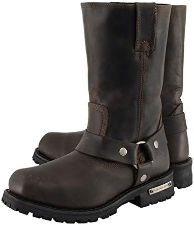 Miniatura 6 de Milwaukee Leather MBM9062 - Botas clásicas de 11 pulgadas con arnés marrón oscuro con punta cuadrada para hombre, talla 9
