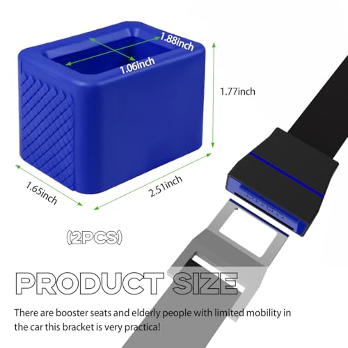 Image of Augeny 2 PCS Seat Belt Buckle Holder, Silicone Auto Rear Seatbelt Buckle Booster to Makes Receptacle Stand Upright for Easy Access, Universal Vehicle Seatbelt Buckle for Kids (Dark Blue)