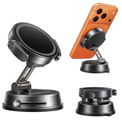 MAGIC JOHN für Auto-Smartphone-Halterung, Doppel sicherheitsklem mvorrichtung, Vakuum Saugnapf, 2500gf Magnetic, 360° Verstellbarer, für Verschiedene Szenarien