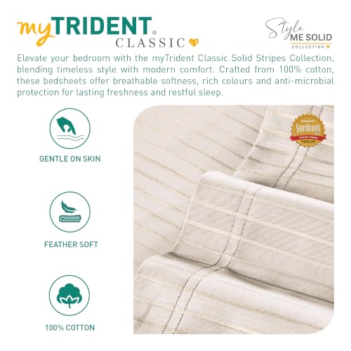 Image of myTrident Bedsheet for Single Bed Cotton| 210 TC | 60 inch x 90 inch | Pearled Ivory