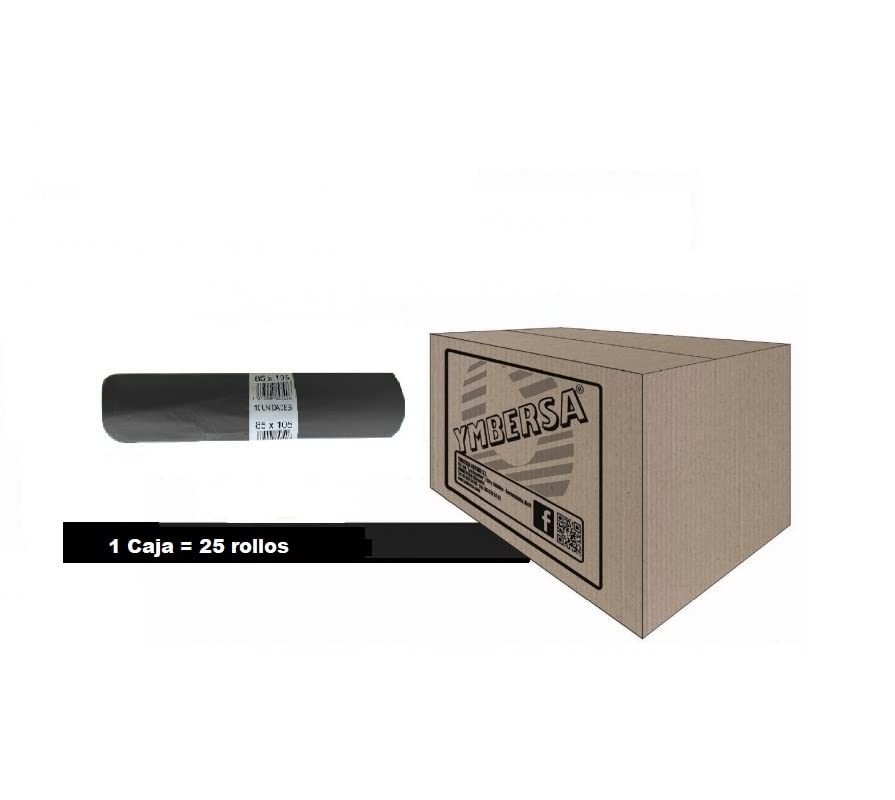 Caja Bolsa basura SUPER 120 L. 85x105 mm. Caja 25 rollos - 250 bolsas XL Negras.