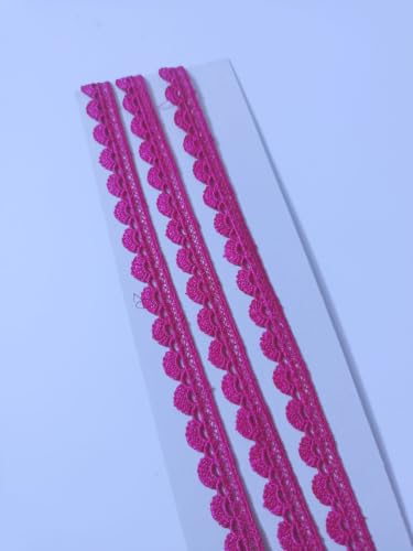 Image of Swag White Cotton Trim Laces and Borders Material for Saree Border, Suit, Kurta, Dupatta, Blouse, Gown, Lehenga & Neckline (Pink, 9 Meter)