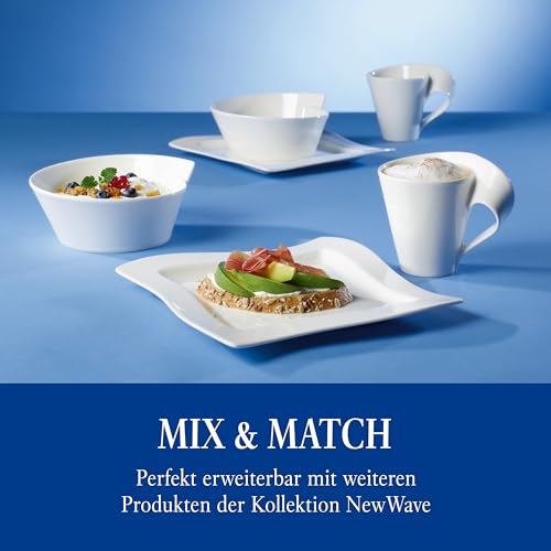 Villeroy & Boch - Newwave Caffè Kaffeetassen Set Mit Kaffeelöffel 6 Teilig Für 2 Personen, Spülmaschinenfest, Tassen Set, Kaffeeservice, Kaffee Set, Kaffeebecher Set, Premium Porzellan, Edelstahl
