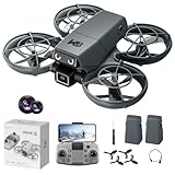 Mini RC Drone With Camera, Made Of Durable ABS Material And Featuring A Full-Guard Propeller Design To Effectively Reduce Collision Risks. Equipped With Cool LED “Eye” Lights And Flashing Tail Lights. Supports Intelligent Obstacle Avoidance, Optical Flow Positioning, 90° Adjustable Camera, Altitude Hold, 360° Flips, One-Key Takeoff/Landing, And Headless Mode. Comes With 2 Batteries — An Ideal RC Quadcopter For Beginners And Leisure Entertainment Flying, Airplane For Age 8-12