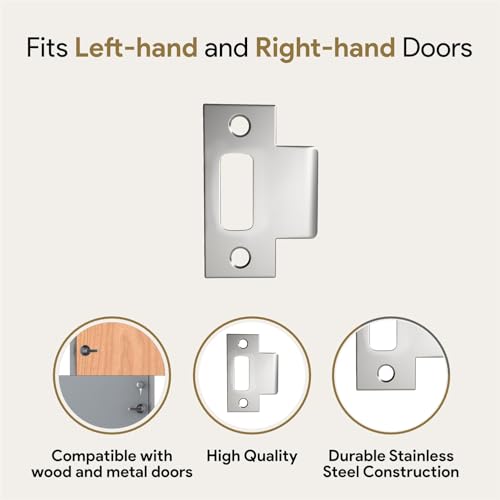 Image of Mega Handles T-Strike Door Plate - Durable Door Strike Plate, Silver Strike Plates for Interior Doors