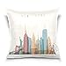 Linomo - Funda de cojín Decorativa de 16 x 16 Pulgadas, diseño de Ciudad de Nueva York, algodón, 18"x 18"