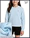 Reebok Girls Sweatshirt - Cropped Pullover Fleece Crewneck Sweatshirt for Girls Long Sleeve Relaxed Fit Casual Fashion Tops, Size 8, Crystal Blue