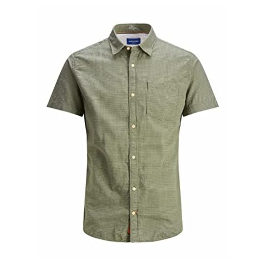 JACK & JONES Kortärmad skjorta för män, ekologisk bomullsblandningsfiber, Sjöspray/passform: /Slim, M
