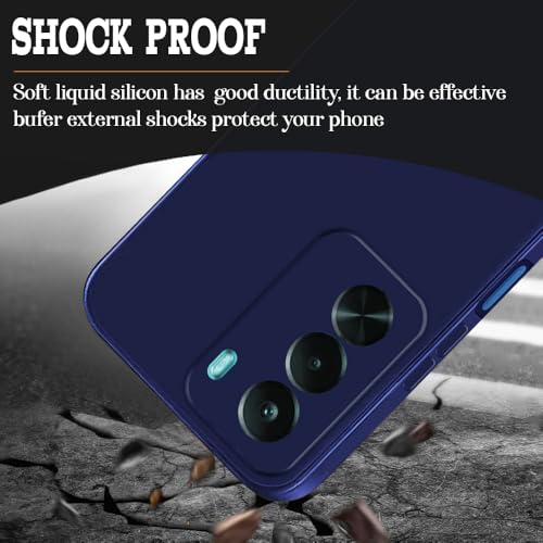Image of Casotec Back Cover Compatible with Realme P4x 5G | Full Camera Protection | Premium Liquid Silicon Case | Flexible Bumper Case for Realme P4x 5G (Dark Blue)
