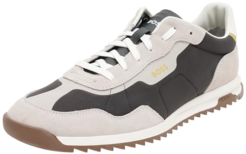 Image of BOSS Men's Zayn Low Profile Suede Leather Two Tone Sneaker