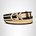 Calvin Klein Women's CK Puff Plaque Logo Woven Textured Casual Belt, Natural, Small
