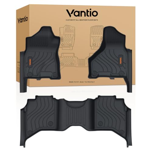Image of Floor Mats for 2019-2025 2026 2027 Ram 2500 /3500 Crew Cab Bucket Seat & for Carpet Floor (NOT fit Model with PTO Kit), All Weather TPE Custom Fit Car Mats Floor Liners 1st & 2nd Row, Black
