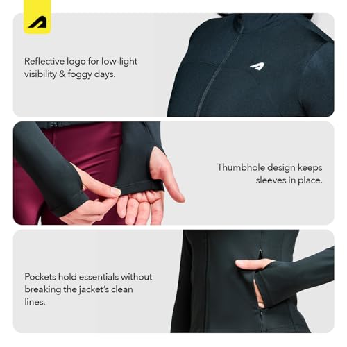 Image of Boldfit Women Slim Fit Jacket, Sculpted Athletic Jacket with Thumbhole Cuffs, Moisture-Wicking Activewear, Gym & Running Lightweight Jacket with Pockets