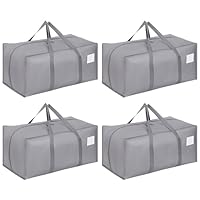 Dntorx 4 Pack 90L Moving Bags, Heavy Duty Moving Totes, Waterproof Storage Bag with Zips for Clothes Storage Moving Travelling CampingGrey