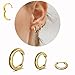 3 Pairs Small Gold Hoops Hypoallergenic Cartilage Hoops Earrings Huggie Hoops Earrings for Women Men 14K Gold Earrings,Tragus Hoop for Body Piercing (Cuboid Gold 3 Pairs（6mm/8mm/12mm）)