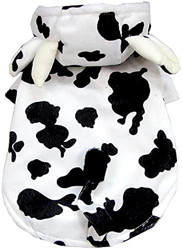 Woo Pets Dog Hoodie Cat Apparel Cow Kitty Clothes Adorable Pet Costumes Halloween Puppy Cosplay Outfits Pajamas Coat PJS Soft Doggie…