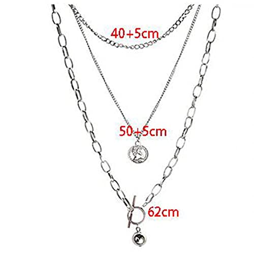 Yertter Dainty Emo Necklace Layering Chain Choker Necklace Boho Jewelry Set Layered Silver Coin Pendant Statement Chunky Chain Necklace Valentine's Day Giftfor Women Man #TOP5