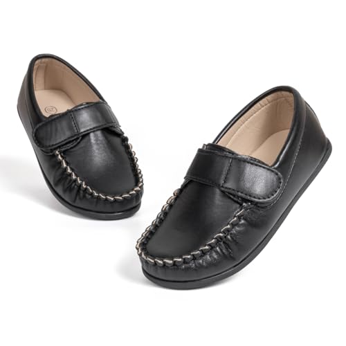 Toddler Boys Girls Leather Loafers,Little Kids Soft Slip-On Dress Shoes,Moccasins Flat Boat Shoes Casual Daily Walking Wedding Church School