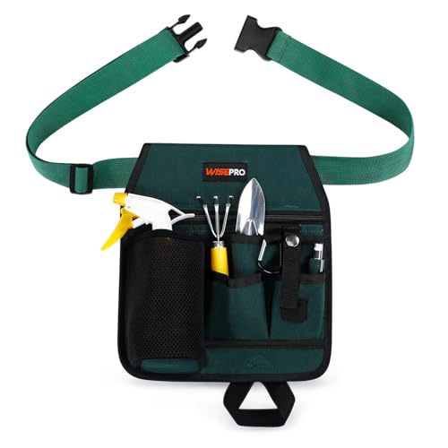WISEPRO Garden Tool Belt, 6 Pocket Gardening Tool Waist Pouch with Adjustable Waist Strap, Gardening Belt Apron for Men Women