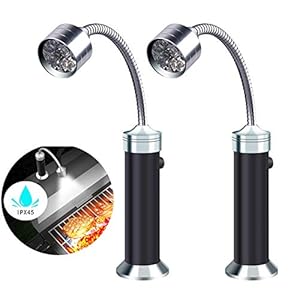FBve Barbecue Grill Light, 2 Pack Magnetic Base Ultra-Bright LED Grill Lights, 360 Degree Flexible Gooseneck, Weather Resistant (2 Counts)