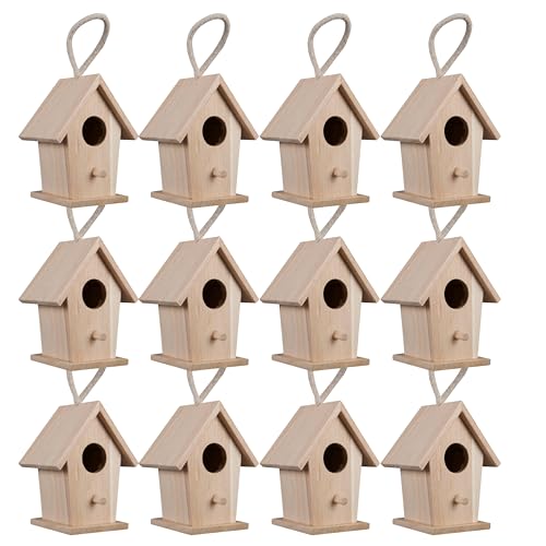 Make Market 4.3' Traditional Birdhouse - Unfinished Hanging Birdhouse Made of 100% Wood, Outdoor...